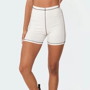 Edikted White and Black Biker Shorts